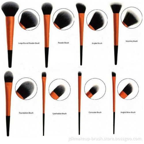 Long Ferrule Golden Color Cosmetic Brushes